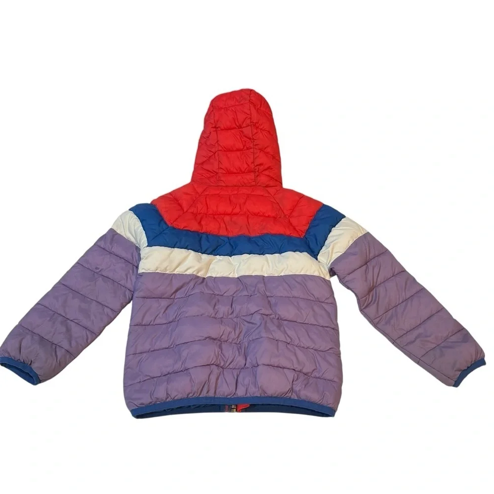 Mini Boden Colorful Hooded Puffer Jacket size 6/7
